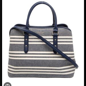 Kate Spade Larchmont Avenue Fabric Stripe Evangelie satchel.